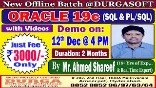 ORACLE 19c Offline Training  DURGASOFT [upl. by Marchall]