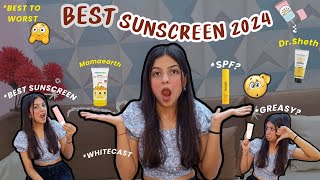 BEST SUNSCREEN 2024😎  BUDGET FRIENDLY SUNSCREEN🫠  SUNSCREEN FOR DRY SKIN OILY SKIN [upl. by Goines618]