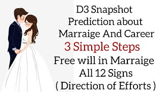 D3 Snapshot prediction for Marriage  Career and all 12 Signs  Freewill in Marraige [upl. by Ananna]