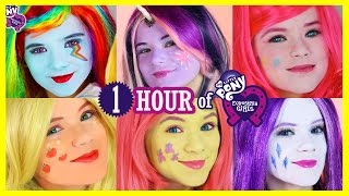 1 HOUR MY LITTLE PONY MANE 6 MAKEUP TUTORIALS Rainbow Dash Pinkie Pie Twilight Sparkles KITTIESMAMA [upl. by Cyma]