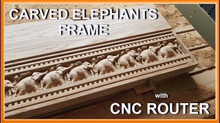 Carved elephants Mirror frame with CNC [upl. by Ratib]