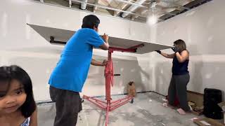 Part 3  Basement Renovation  installation of Drywall Ceiling and LED lights [upl. by Matthias751]