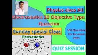 Unit1 Electrostatics objective type questionMCQ for Isc exam 2021 by basant Kumar [upl. by Peedus178]