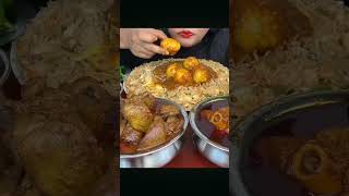 Chicken pot kalegi and egg with mutton curry and rice eating mukbang eatingshow food shorts [upl. by Eidnac]