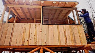 Building A Log Cabin  Ep 54  Screening the front porch  Rainwater collection [upl. by Harness]