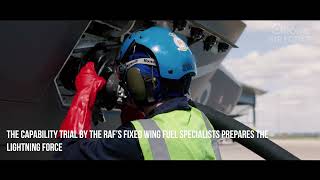 Fuel specialist refuelling an F35B Lightning using a deployable system for the first time [upl. by Xet]