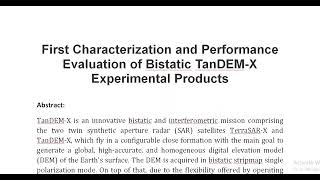 First Characterization and Performance Evaluation of Bistatic TanDEM X Experimental Products [upl. by Dennet]