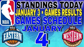 nba standings today January 3 2024  games results  games schedule January 4 2024 [upl. by Suedama694]