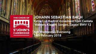 Bach Weinen Klagen Sorgen Zagen Ash Wednesday 14 02 18 [upl. by Bibeau]