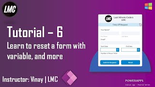 Tutorial 6 Learn to reset a custom form with variable in Canvas App [upl. by Vasileior]