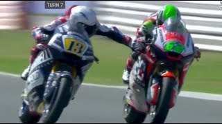 Video Extra Rider pulls rivals brake at 130 mph [upl. by Inram]