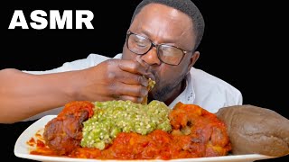 ASMR OKRO SOUP amp AMALA MUKBANG MESSY eating No TALKINGEating amp SLURPING Sounds [upl. by Bjork]