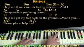 Help The Beatles Piano Cover Lesson in Bm with ChordsLyrics [upl. by Donelu786]