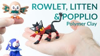 Rowlet Litten amp Popplio Pokemon Ultra Sun amp Moon – Polymer Clay Tutorial [upl. by Galvin]