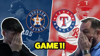 BRITISH FATHER AND SON REACT Rangers vs Astros ALCS Game 1 Highlights [upl. by Bagley]