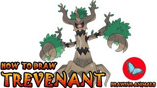 How To Draw Trevenant Pokemon  Drawing Animals [upl. by Zacarias]