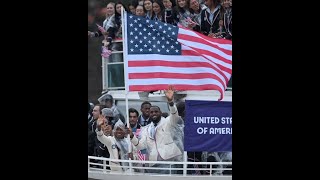 LEBRON amp AND THE TEAM USA FROM THE PARADE BOAT IN THE OLYMPICS 2024 OPENING CEREMONY IN PARIES [upl. by Sharos884]