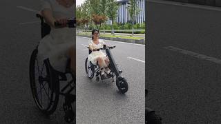 Manual wheelchair connect with handbike attachmentwheelchairdisabledescootertricycleelderly [upl. by Retsek908]