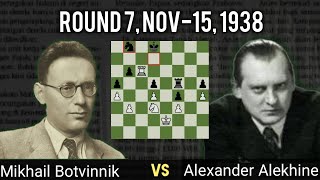 Mikhail Botvinnik vs Alexander Alekhine  The Netherlands round 7 Nov15 1938  AVRO [upl. by Notlrahc]