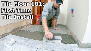 Tile Floor 101  Step by Step How to Install Tile for the First Time [upl. by Roosnam]