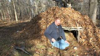 Building a Debris Hut with Time Lapse [upl. by Ecnerwal]