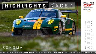 Extended Highlights  Sonoma Raceway  Race 1  Fanatec GT World Challenge America 2024 [upl. by Ecirum]