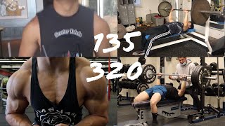 BENCH PRESS TRANSFORMATION 135LBS  320LBS 1619 YEARS OLD [upl. by Eltsirhc708]