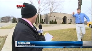 Watch a Bank Robber Interrupt This News Reporter During Live Broadcast [upl. by Edythe]