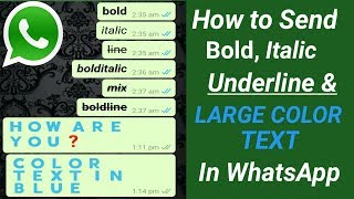 WhatsApp BOLD Text  How To Send WhatsApp messages in Bold Italic Texts amp Large Colour Texts [upl. by Marlene]