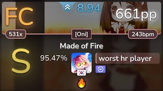 89⭐ worst hr player  Niko  Made of Fire Oni DT 9547 FC 661pp  osu [upl. by Nave]