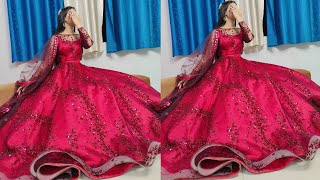 Wedding lehenga cutting and stitching DIY lehenga long dress crop top lehenga bridal lehenga [upl. by Fortunia594]