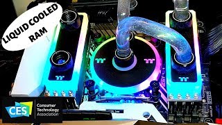 Liquid Cooled RAM  Thermaltake  CES 2019 [upl. by Airtemak89]