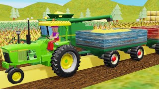 Tractor plus Combine Harvester equals Recipe for Successful Harvest  Animated Farm Simulation [upl. by Ayrb]