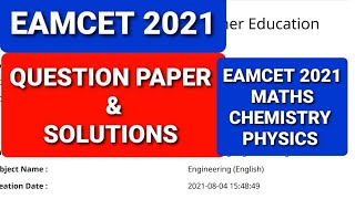 eamcet 2021 question papereamcet2022 eamcet apeamcet2022 tseamcet2022 eamcet2022preparation [upl. by Iroj976]