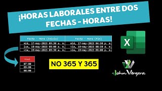 HORAS LABORALES entre dos FECHAS y HORAS en Excel [upl. by Anitnegra]