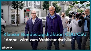 CDUCSUKlausur Merz und Dobrindt zum Treffen des geschäftsführenden Vorstands [upl. by Olia]