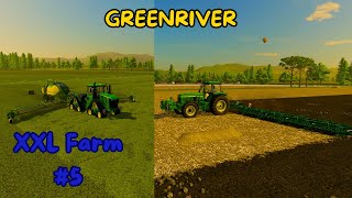 LS22「GreenRiver」XXL FARM  5 XXL Ballenpresse  XXL Grubber [upl. by Ashlan]