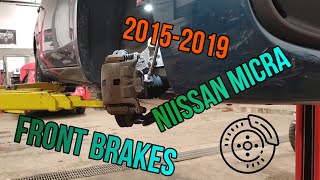 20152019canada Nissan Micra Front Brake Replacement [upl. by Eraste]