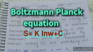 Boltzmann Planck equation complete derivation  Statical thermodynamics Physical chemistry notes [upl. by Ahtibat]