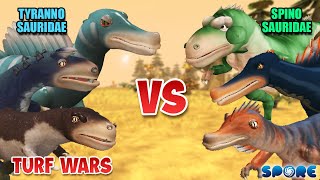 Tyrannosauridae vs Spinosauridae Turf War  Tyrannosauridae vs Spinosauridae S1  SPORE [upl. by Mace]