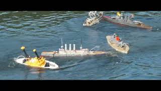 RC Battleships Sinking  BB Firing Ships RC Warship Combat [upl. by Koerner]