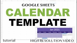 Google Sheets  Calendar Template [upl. by Auqemahs]