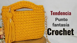 BOLSO TRAPILLO quotpunto FANTASIAquot principiantes facil sencillo TEJIDO CROCHET [upl. by Yerocaj]