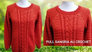 TUTO pull top down torsades quotSangriaquot au crochet mixte isa crochet [upl. by Oinolopa]