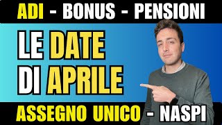 Date Assegno di inclusione Assegno Unico Pensioni Bonus Naspi e Carta Acquisti Aprile 2024 [upl. by Lanos]