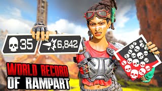 UNBELIEVABLE RAMPART 35 KILLS amp 6842 DAMAGE IN ONE GAME Apex Legends Gameplay [upl. by Afnin]