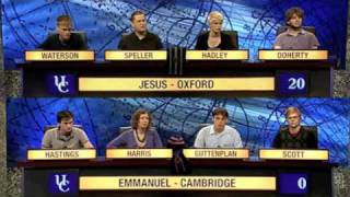 University Challenge  Jesus Oxford vs Emmanuel Cambridge Part 1 of 3 [upl. by Mehala]