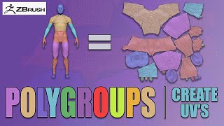 Create UVs with Polygroups in Zbrush [upl. by Meade]