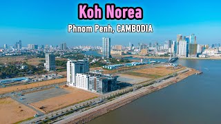 Koh Norea Satellite City  Phnom Penh Cambodia  Walking Tour amp Drone Footage [upl. by Nosnevets]