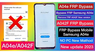 A04eA042F FRP BypassBypass FRP A04eRemove FRP Mobile Samsung A04eA042F New Mathod new update [upl. by Eico143]